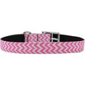 Unconditional Love 0.75 in. Chevrons Nylon Dog Collar with Classic BucklePink Size 22 UN805229